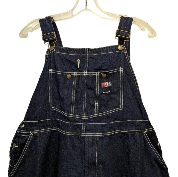 Vintage USA WORKS denim overalls 50x32 - Picture 2 of 9
